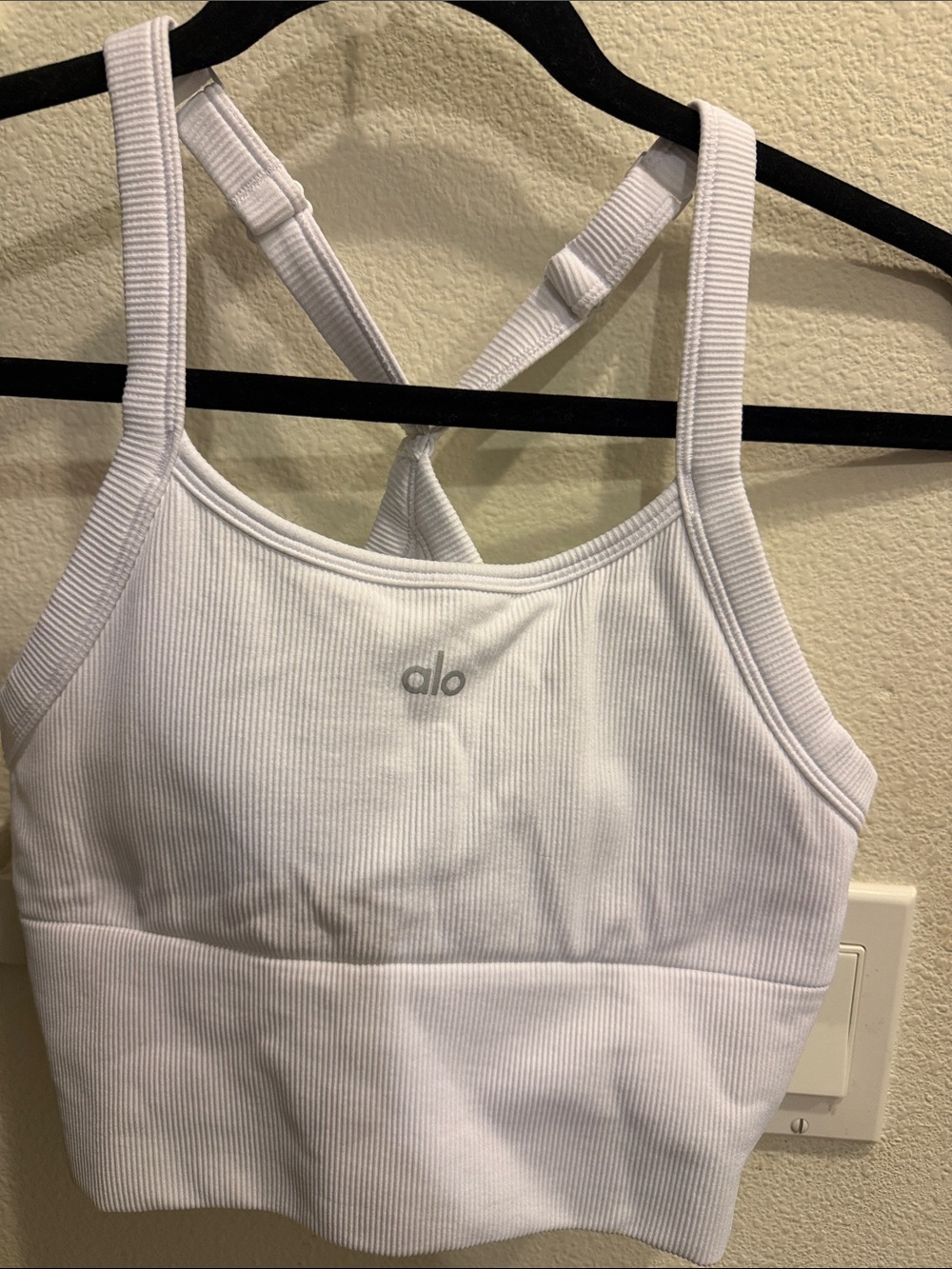 ALO Yoga White Ribbed Sports Bra